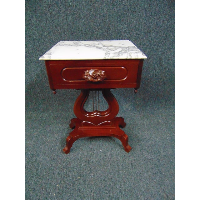 Victorian Style Mahogany Marble Top Nightstand Chairish