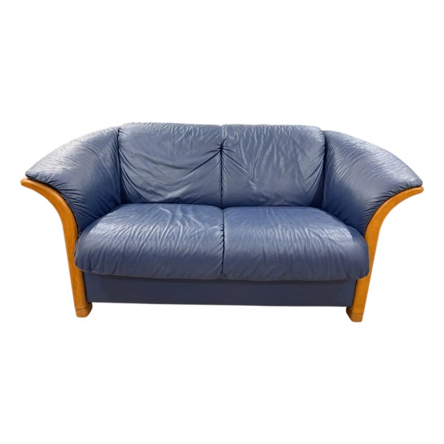 Late 20th Century Ekornes Navy Blue Loveseat For Sale