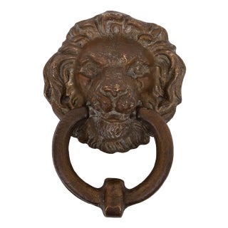 Antique Bronze Lions Head Door Knocker, 1880s For Sale