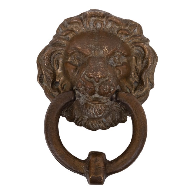 Antique Bronze Lions Head Door Knocker, 1880s For Sale