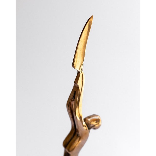 Art Deco Revival Bronze and Marble Sculpture, 1980s For Sale - Image 6 of 10