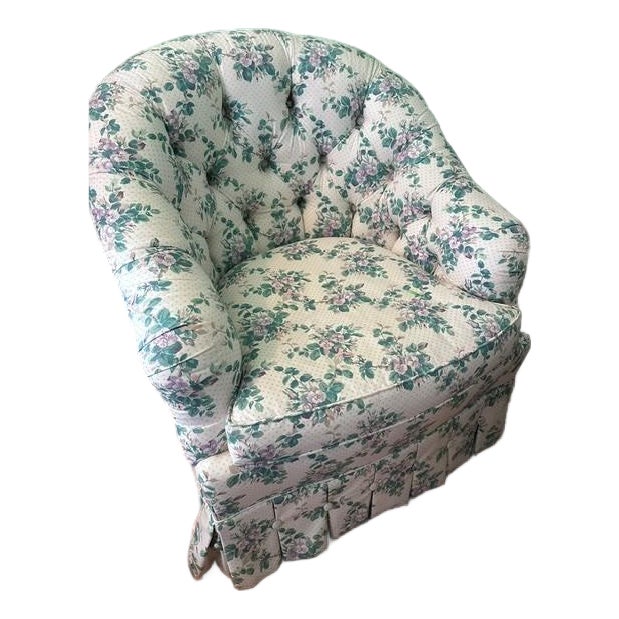 Vintage Floral Tufted Club Chair - Baker Furniture - Laura Ashley For Sale