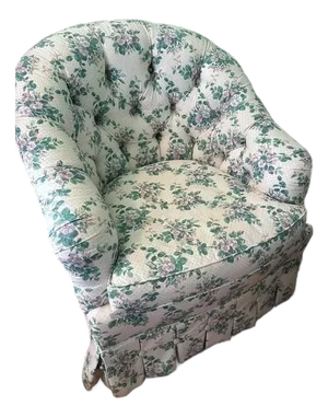 Vintage Floral Tufted Club Chair - Baker Furniture - Laura Ashley