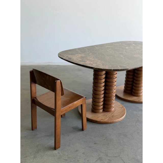 Vintage Marble Top With Sculptural Oak Base For Sale - Image 11 of 12