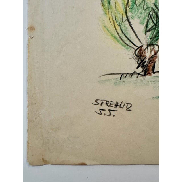 1930s Henry Emil Salloch Original Watercolor on Paper Charming Village, 1935. For Sale - Image 5 of 7