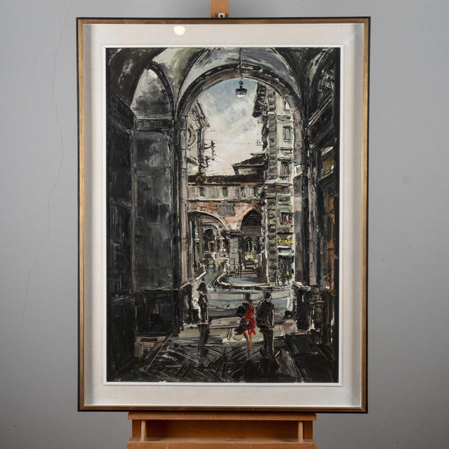 Marco Crippa, Milan Passage, Santa Margherita View, Piazza Mercanti, 1961, Oil Painting, Framed For Sale - Image 18 of 18