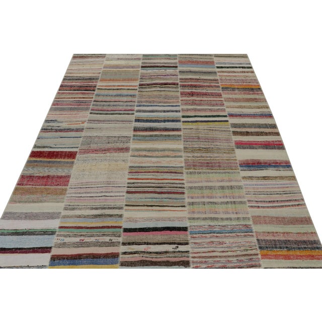 Contemporary Rug & Kilim’s Patchwork Kilim in Polychromatic Stripes For Sale - Image 3 of 7