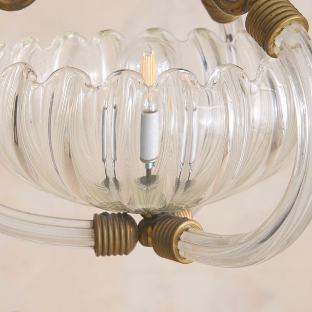 Art Deco Italian Murano Glass Drop Pendant Attributed to Barovier & Toso, 1940s For Sale - Image 3 of 8