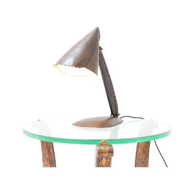 Art Deco Amsterdam School Hammered Metal Table Lamp by Johan Verhey, 1930s For Sale - Image 6 of 10