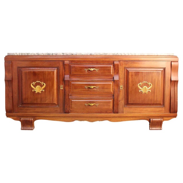 French Art Deco Credenza with Marble Top, 1930s For Sale - Image 15 of 18