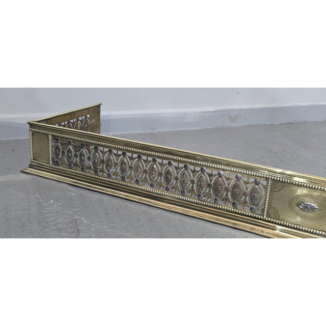 Large Georgian Brass and Cut Steel Fender For Sale - Image 6 of 11