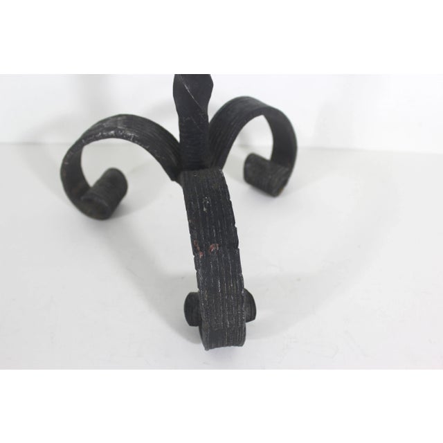 1960s Brutalist Mid Century Modern Wrought Iron Black Pillar Candleholder For Sale - Image 4 of 9
