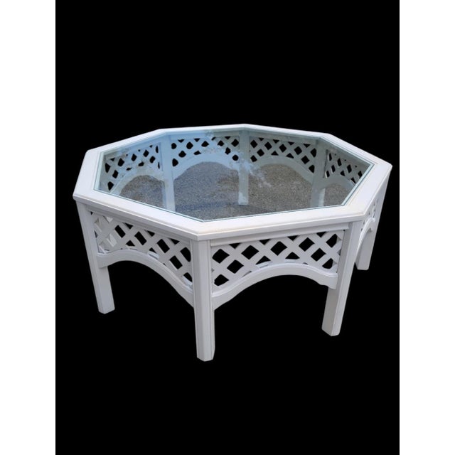​Bring architectural charm and airy sophistication to your space with this stunning large vintage octagonal lattice coffee...