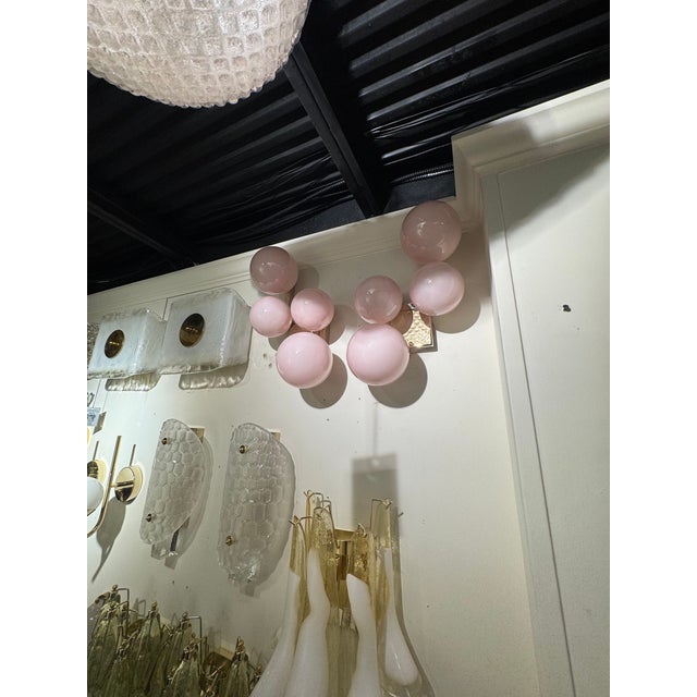 Modern Pair of Murano Pink Cloud Sconces For Sale - Image 3 of 6