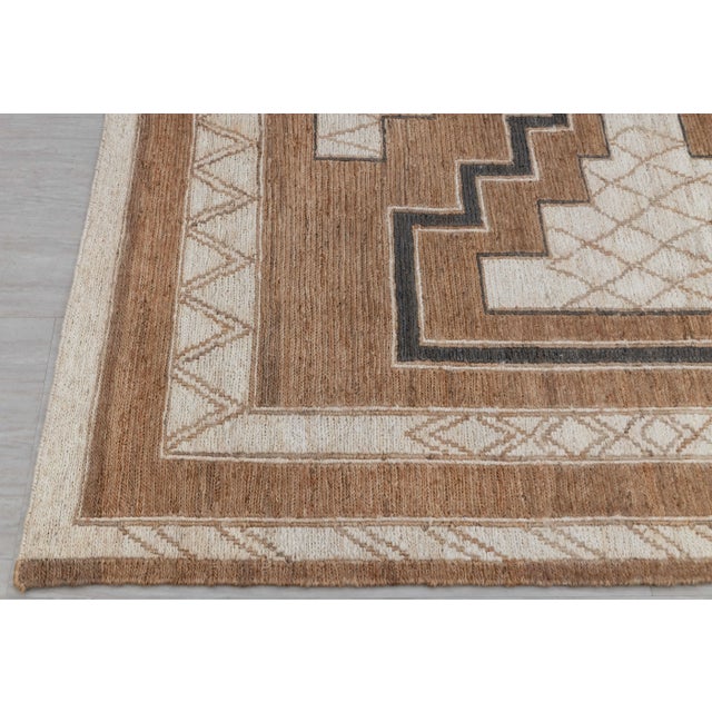 Cream 9x12Ft.Brown Cream Grey Jute Taureg Inspired Soumek Jute Hand Woven Rug For Sale - Image 8 of 12