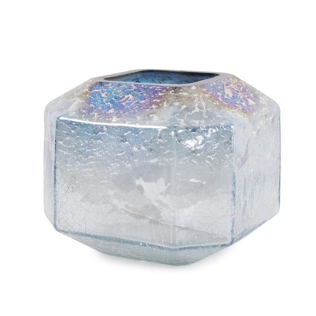 Glass Lonsdale Iridescent Low Glass Vase For Sale - Image 7 of 11