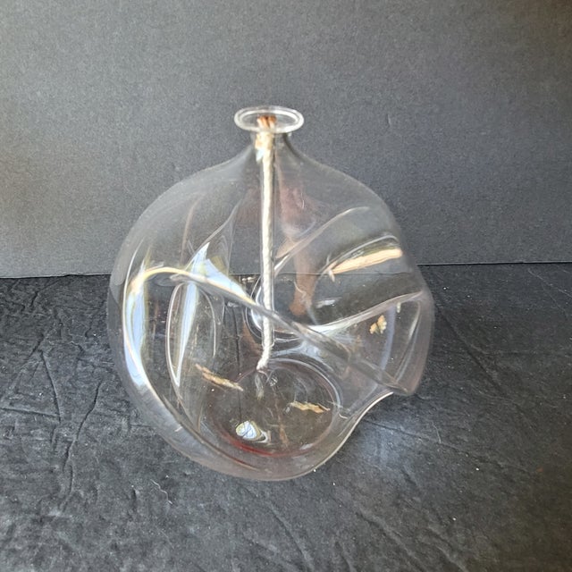 Vintage Mid-Century Modern Handblown Clear Glass Oil Lamp Wolfard Glassblowing Co - Set of 4 For Sale In Philadelphia - Image 6 of 9