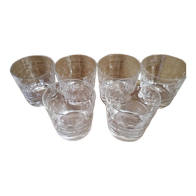 Antique Hampton by Imperial Glass Set 6 Vintage Crystal Tumbler Glasses For Sale