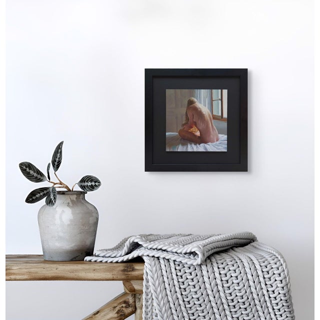 Solitude II by Linda Delahaye | Oil on Artefex panel nude figure seated by a window For Sale - Image 4 of 5