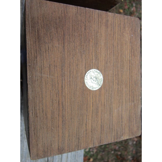 Vintage Wood Kitchen Canisters MCM Hand Carved Hardwood Japan CI Star Nesting Kitchen Storage Set of 2 For Sale - Image 12 of 12