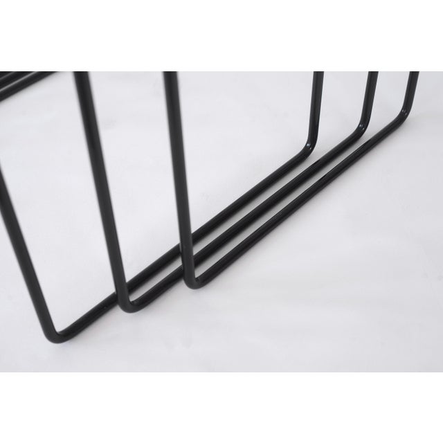 Vintage 80s Postmodern Black Metal & Glass Nesting Tables - Set of 3 For Sale - Image 9 of 17