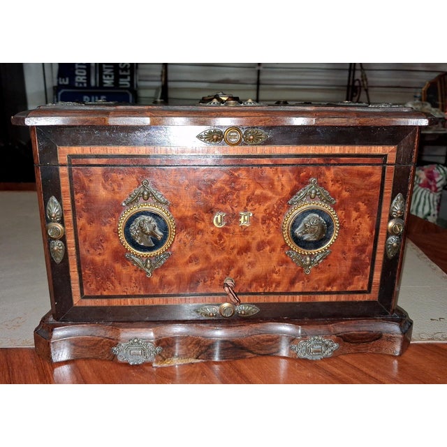 Wood Cigar Case in Burl Wood and Decorative Bronze For Sale - Image 7 of 9