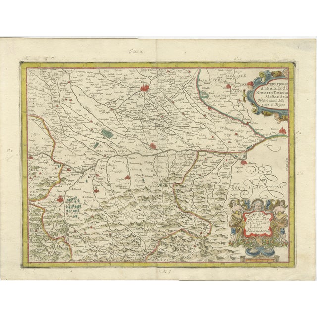 Antique Map of the Region of Pavia For Sale