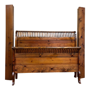 Vintage Queen Size Pine Sleigh Bed