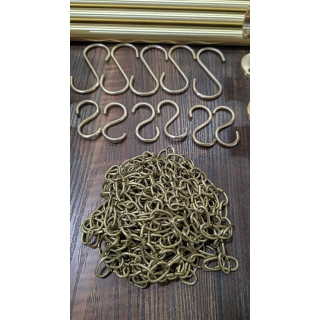 Brass Picture Rail Hanging System With Chains & Hooks, Vintage Gallery Wall Rail, Adjustable Art Picture Hanger, Solid Brass Hardware For Sale - Image 10 of 15