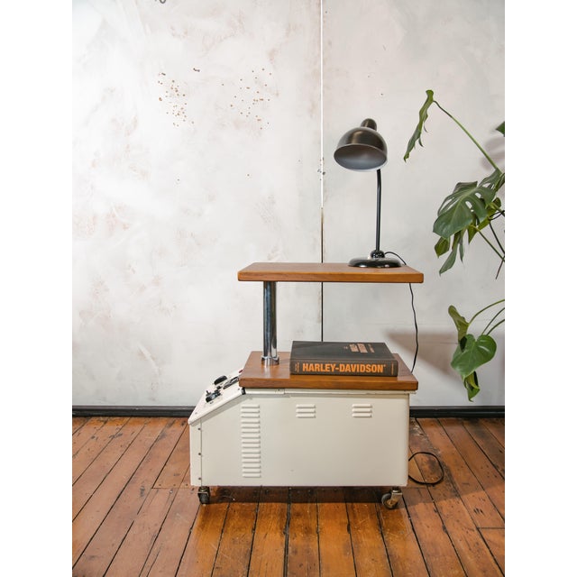 Vintage Famed Lamp Cart with Oak Tops, 1960s For Sale - Image 11 of 18