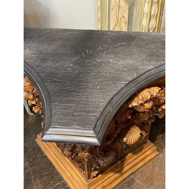 19th Century Austrian Carved Pine Neo Classical Console With Slate Top For Sale In Dallas - Image 6 of 8