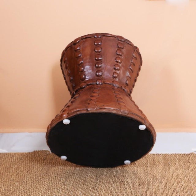 Brown Elly Round Oak Wood Side Table For Sale - Image 8 of 9