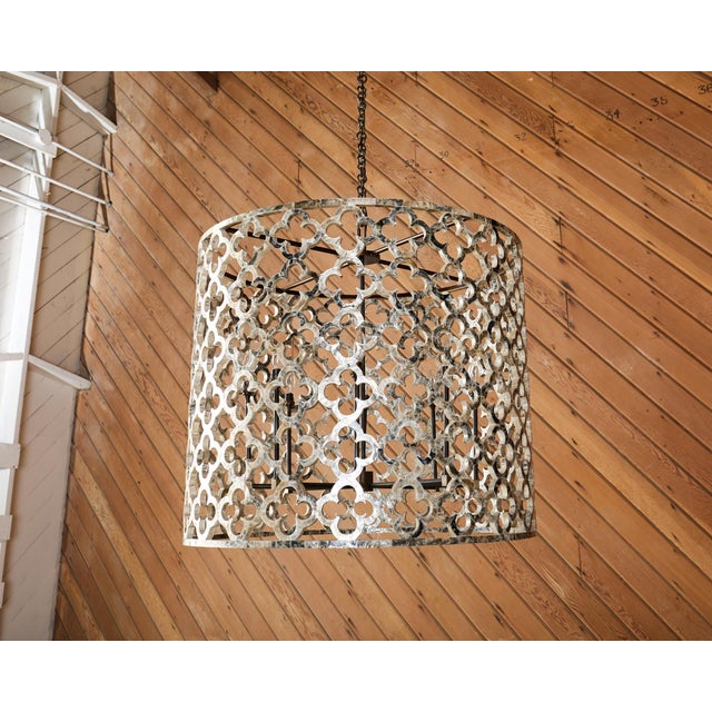 Metal Monumental Ironies Capriz Shell Asilah Quatrefoil Chandelier For Sale - Image 7 of 17