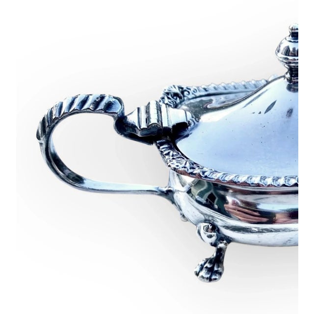 1920s Adie Bros LTD Birmingham Silver Plate Salt Cellars With Cobalt Glass Liners- Set of 2 For Sale - Image 10 of 14