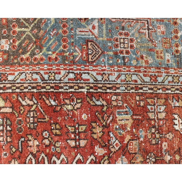 Antique Persian Karadjeh Rug With Geometric Medallions and Tribal Motifs 4'10 X 6'5 For Sale - Image 11 of 13