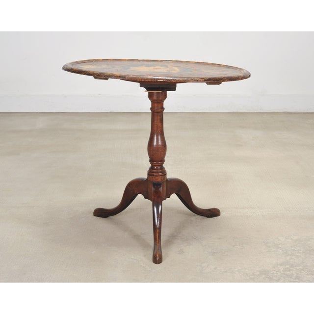 Burgundy 19th Century English Georgian Painted Tilt-Top Tripod Table For Sale - Image 8 of 18