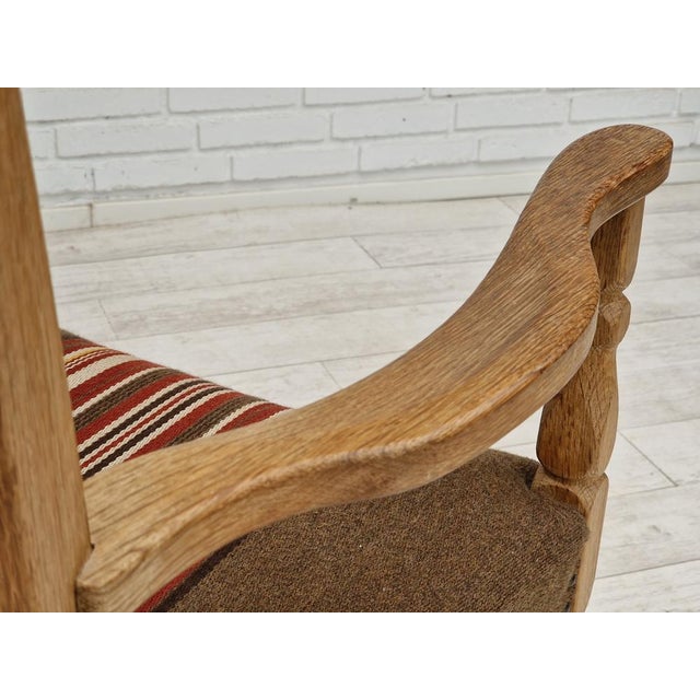 Brown Danish Armchair in Oak Wood, 1960s For Sale - Image 8 of 18