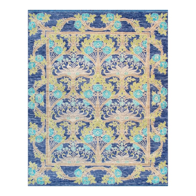 Pasargad Home Oushak Blue Wool Area Rug- 7'11" X 9' 9" For Sale