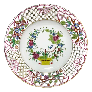 Porcelain Indian Basket Wall Decoration Plate from Herend Hungary