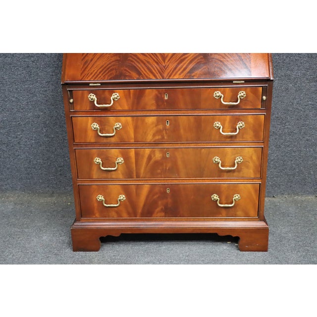 Late 20th Century Council Craftsmen Mahogany Secretary Bookcase With Glass Doors & Drop Front Desk For Sale - Image 5 of 14
