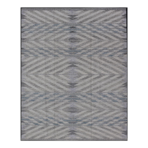 Scandinavian Flat-Weave Light Grey and Blue Rug by Keivan Woven Arts, 9'1 X 12'1