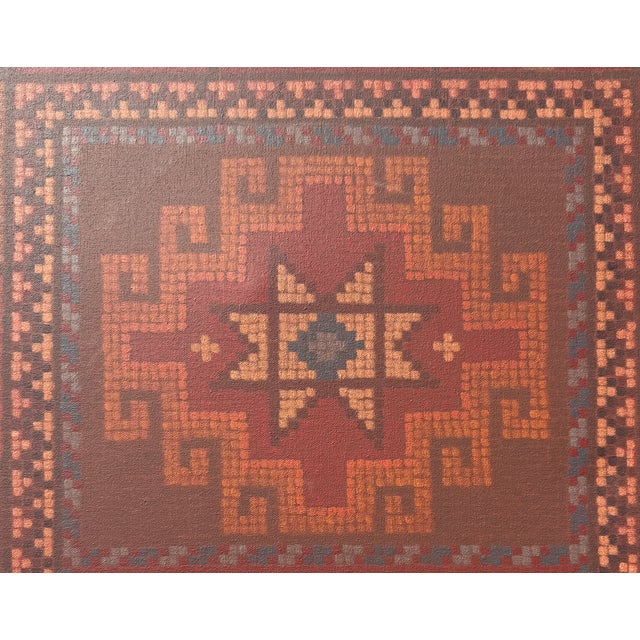 Wood Traditional Turkish Rug Painting by E.Vial 1994 For Sale - Image 7 of 8