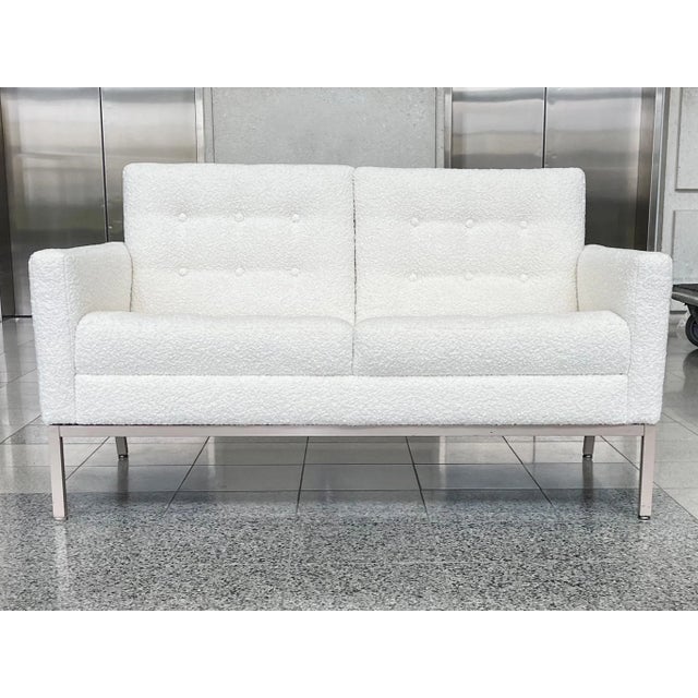 Ivory Midcentury Florence Knoll Style Settee by Patrician For Sale - Image 8 of 13