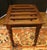 Circa 1880 English rectangular luggage rack stand. Mahogany. Boldly ring turned, tapers legs with Eastlake influence line...