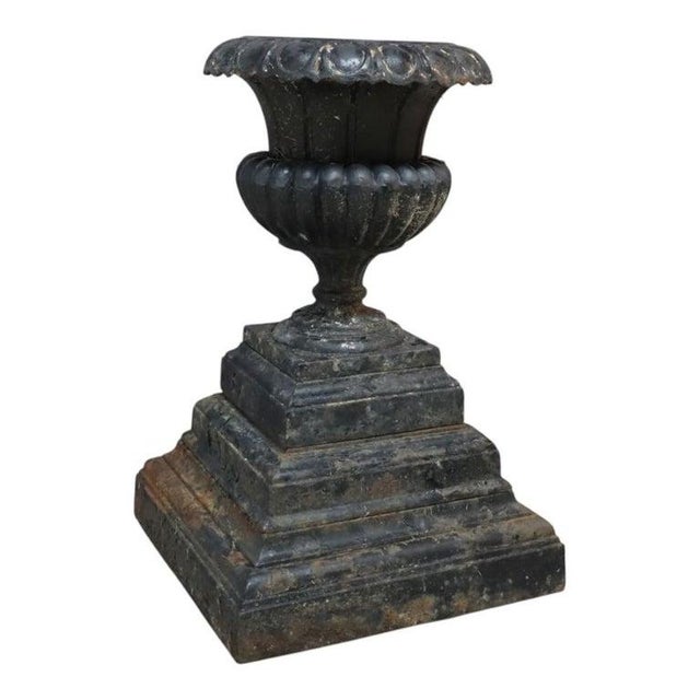 Late 19th Century Antique Fiske School Cast Iron Garden Urn C1890 For Sale - Image 5 of 9