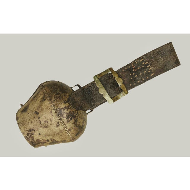 Large Cow Bell with Leather Collar and Brass Buckle, 1930s For Sale - Image 3 of 16