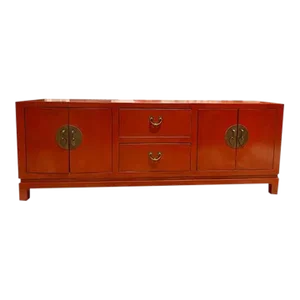 1980s Asian Red Moonlight TV Cabinet