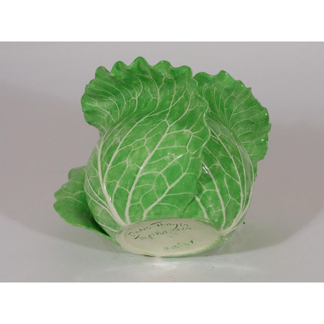 Ceramic Dodie Thayer Lettuce Ware Tureen, Cover and Stand, Dated February 1987 For Sale - Image 7 of 13