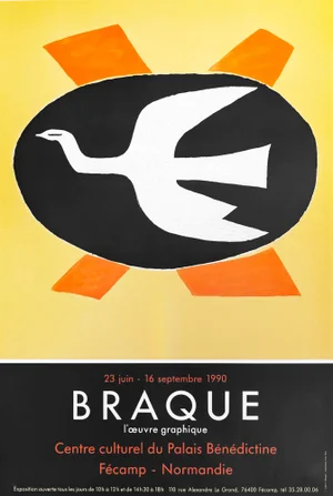 1990 French Georges Braque Exhibition Poster, l'Oeuvre Graphique