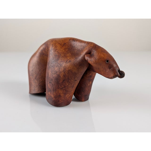 Brown Vintage Leather Bear, Germany, 1960s For Sale - Image 8 of 10